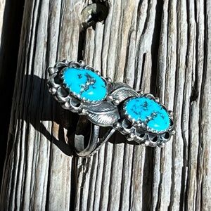 Navajo Turquoise Sterling Silver Ring, Native American Genuine Turquoise